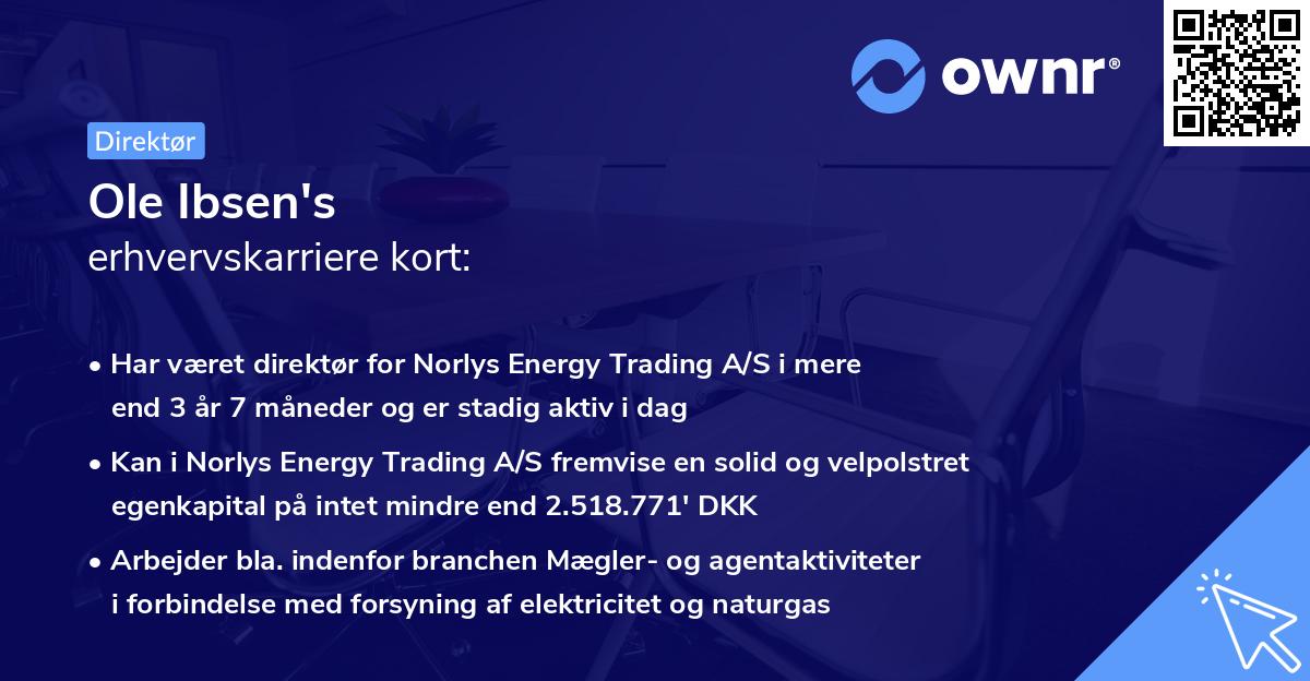 Ole Ibsen's erhvervskarriere kort