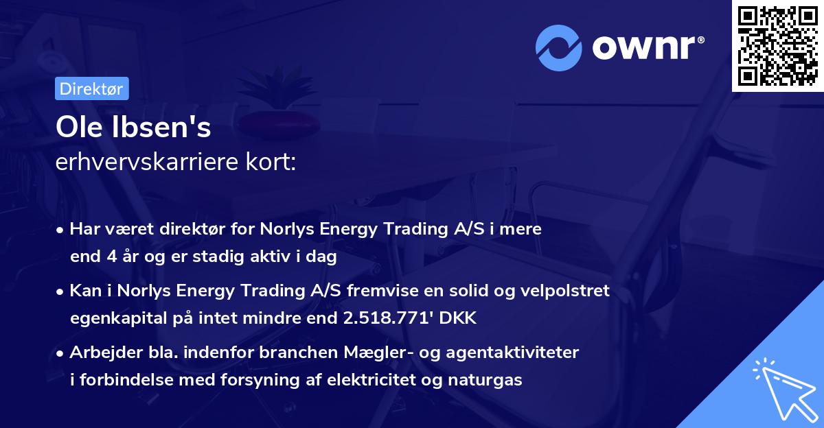 Ole Ibsen's erhvervskarriere kort