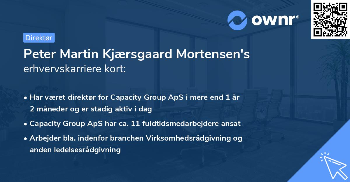 Peter Martin Kjærsgaard Mortensen's erhvervskarriere kort