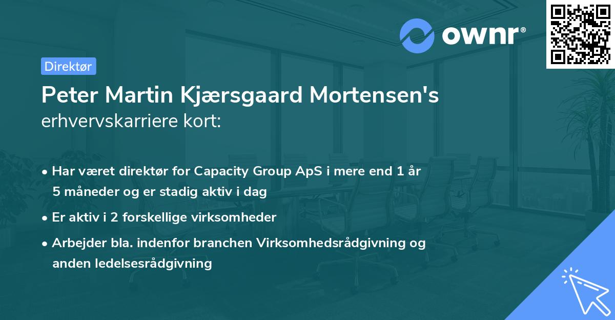 Peter Martin Kjærsgaard Mortensen's erhvervskarriere kort