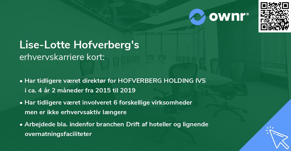 Lise-Lotte Hofverberg's erhvervskarriere kort