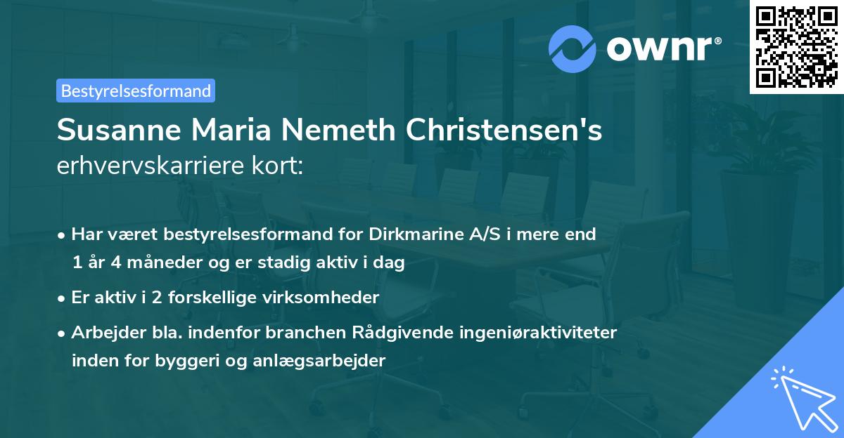 Susanne Maria Nemeth Christensen's erhvervskarriere kort