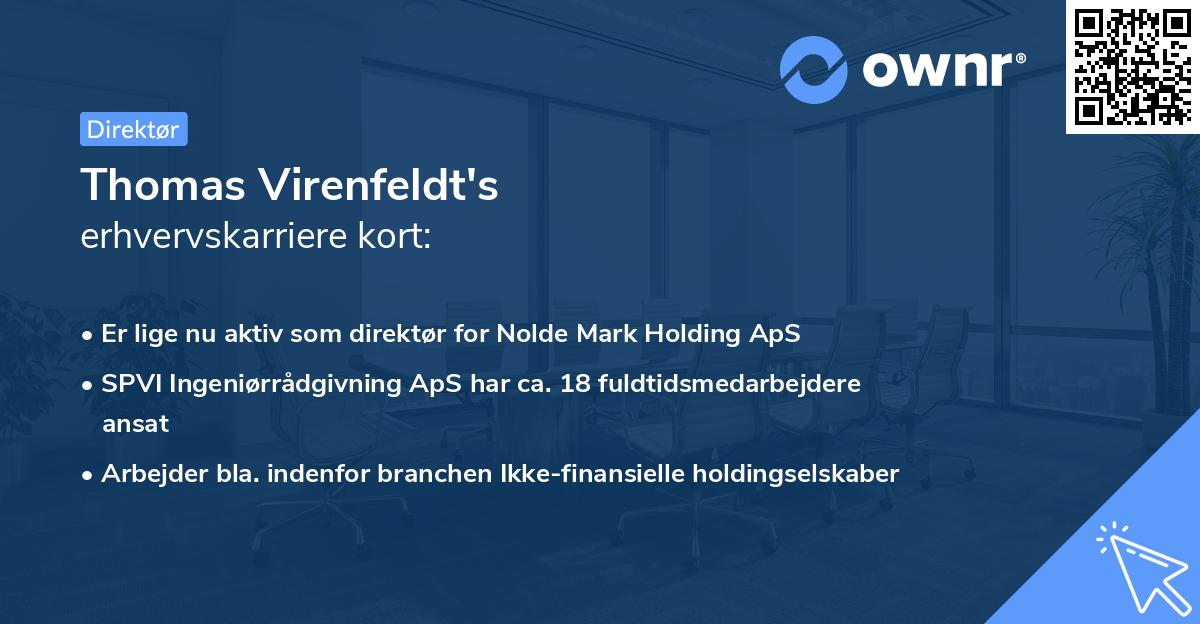 Thomas Virenfeldt's erhvervskarriere kort