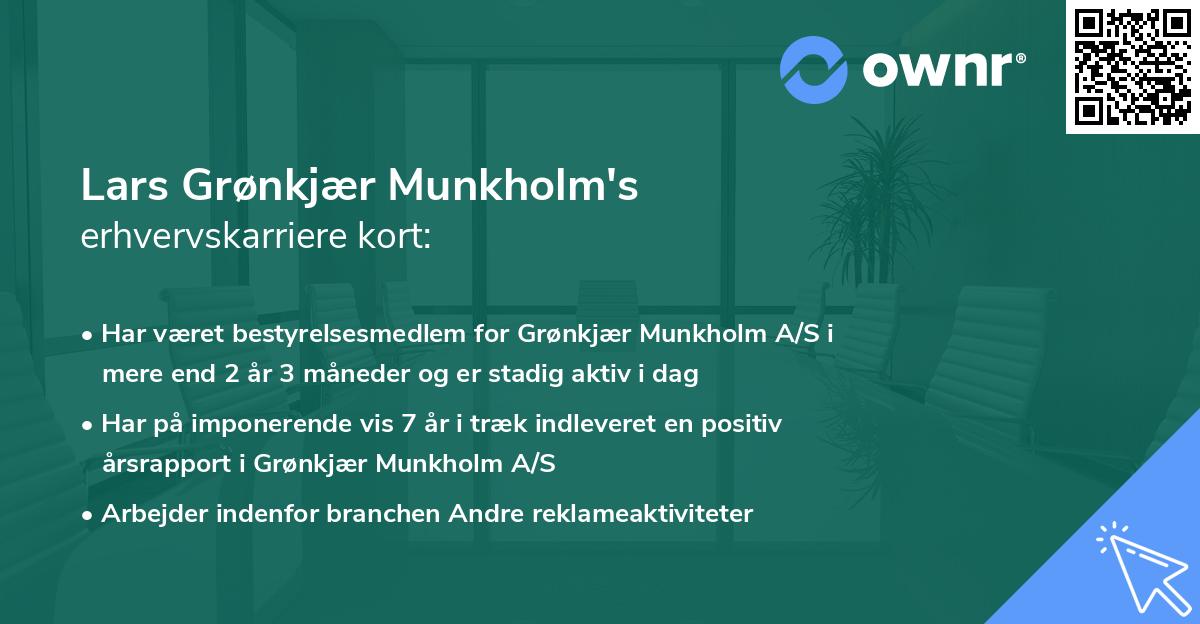 Lars Grønkjær Munkholm's erhvervskarriere kort