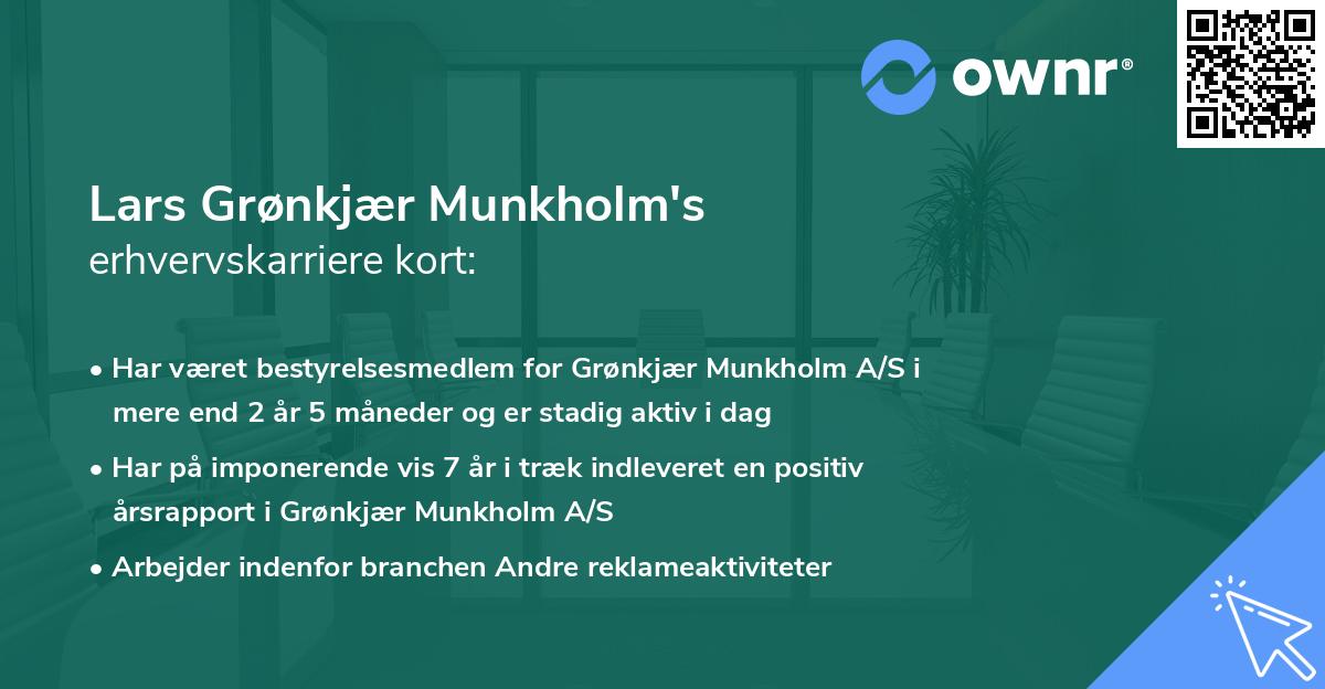 Lars Grønkjær Munkholm's erhvervskarriere kort