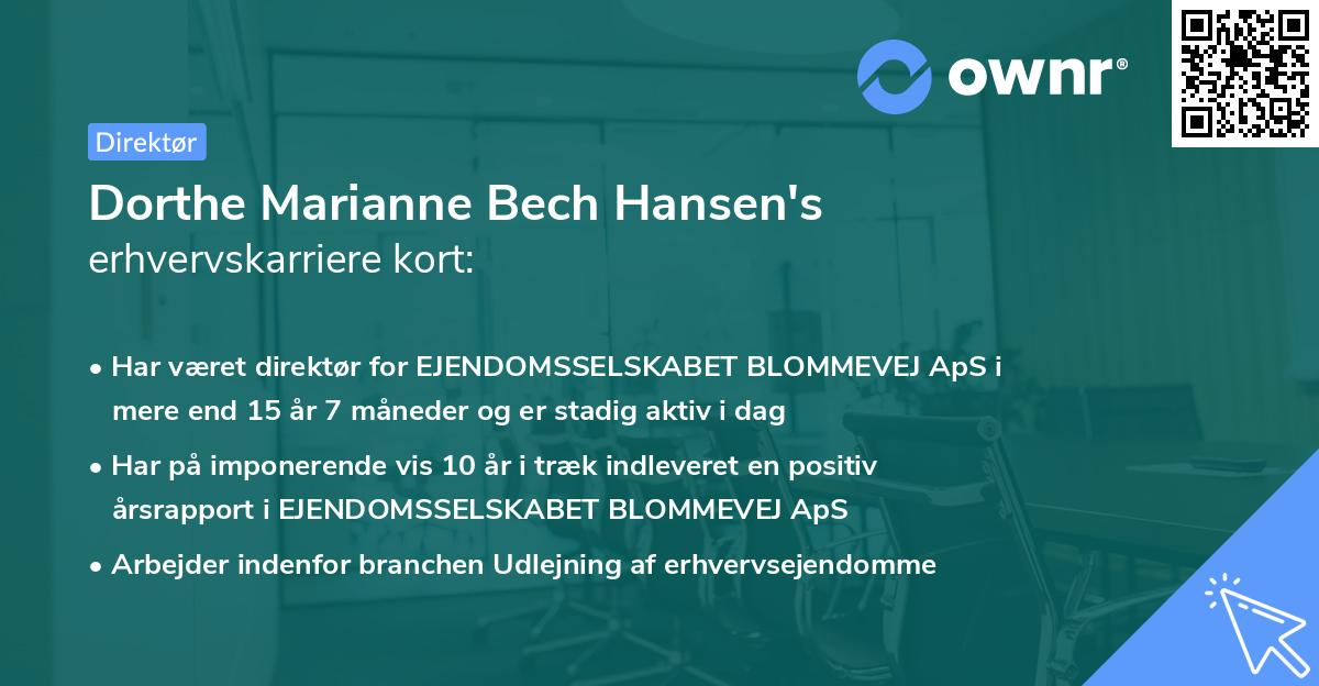 Dorthe Marianne Bech Hansen's erhvervskarriere kort