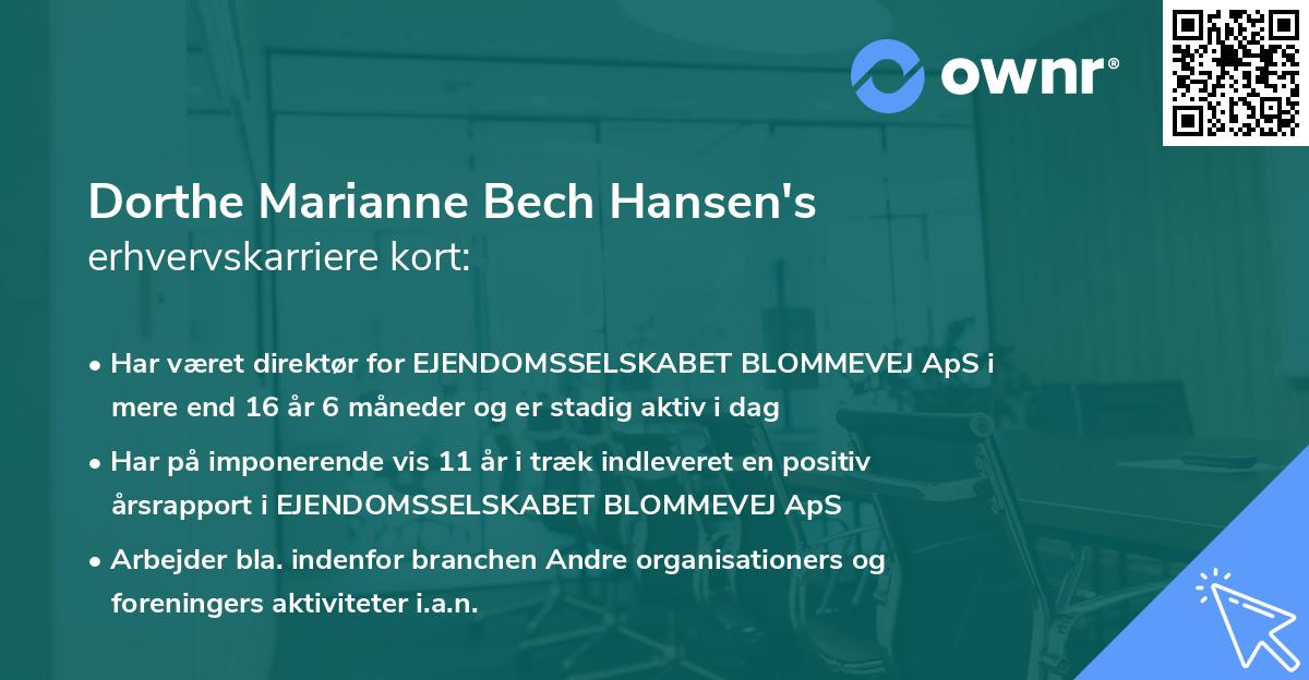 Dorthe Marianne Bech Hansen's erhvervskarriere kort