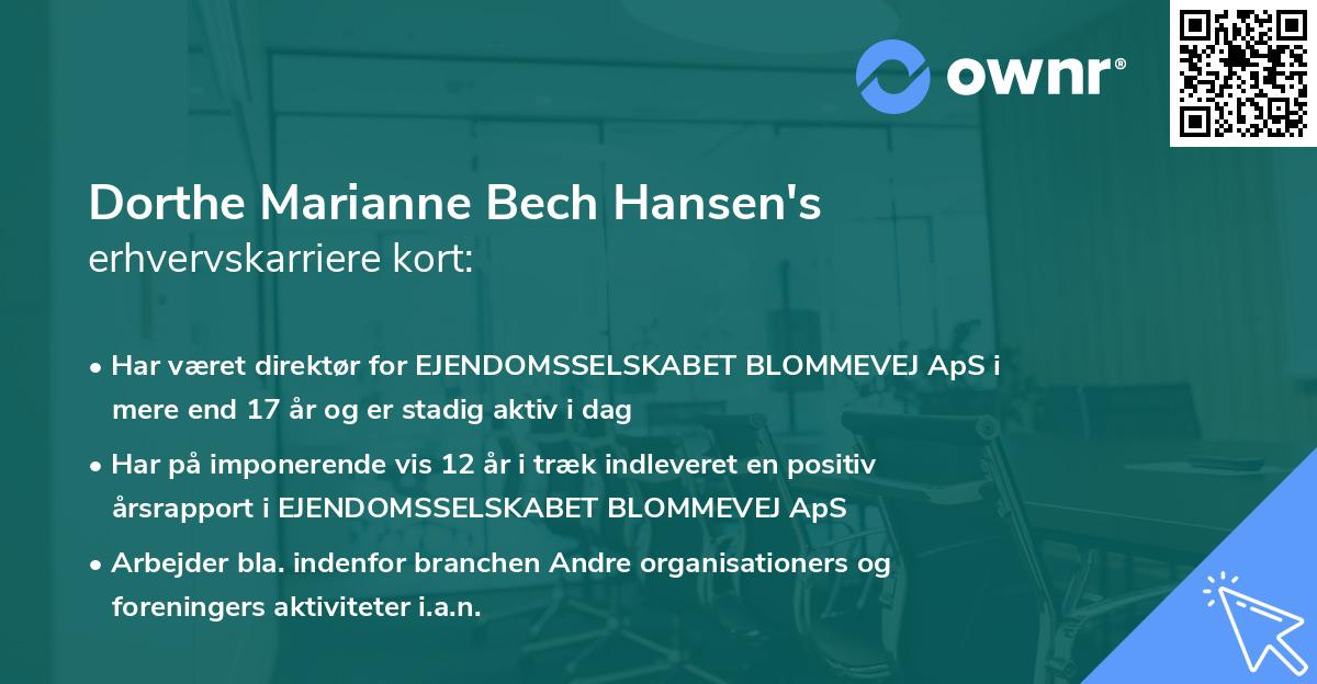 Dorthe Marianne Bech Hansen's erhvervskarriere kort