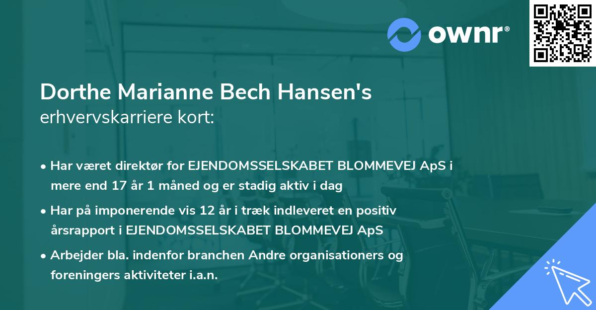 Dorthe Marianne Bech Hansen's erhvervskarriere kort