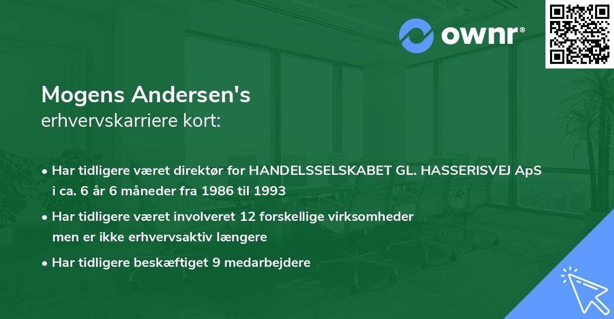 Mogens Andersen's erhvervskarriere kort