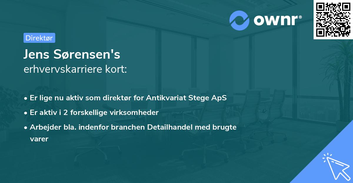 Jens Sørensen's erhvervskarriere kort