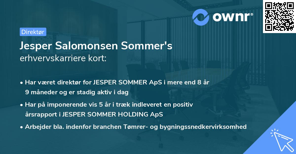 Jesper Salomonsen Sommer's erhvervskarriere kort