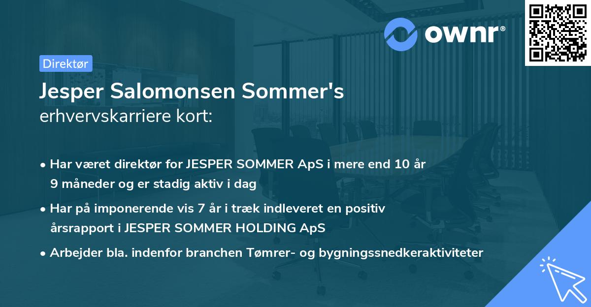 Jesper Salomonsen Sommer's erhvervskarriere kort