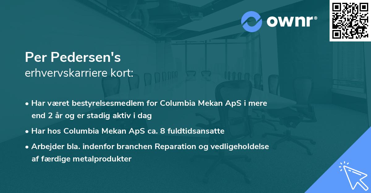 Per Pedersen's erhvervskarriere kort