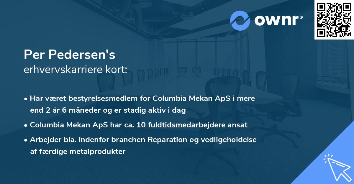 Per Pedersen's erhvervskarriere kort