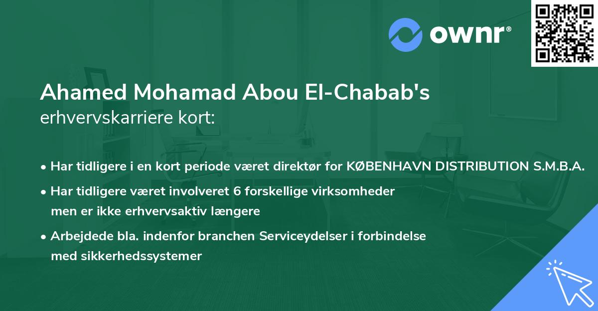 Ahamed Mohamad Abou El-Chabab's erhvervskarriere kort