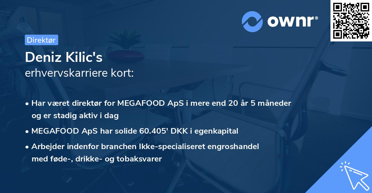 Deniz Kilic's erhvervskarriere kort