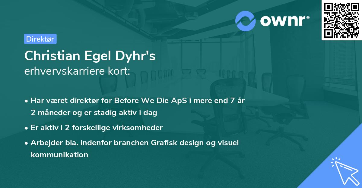 Christian Egel Dyhr's erhvervskarriere kort