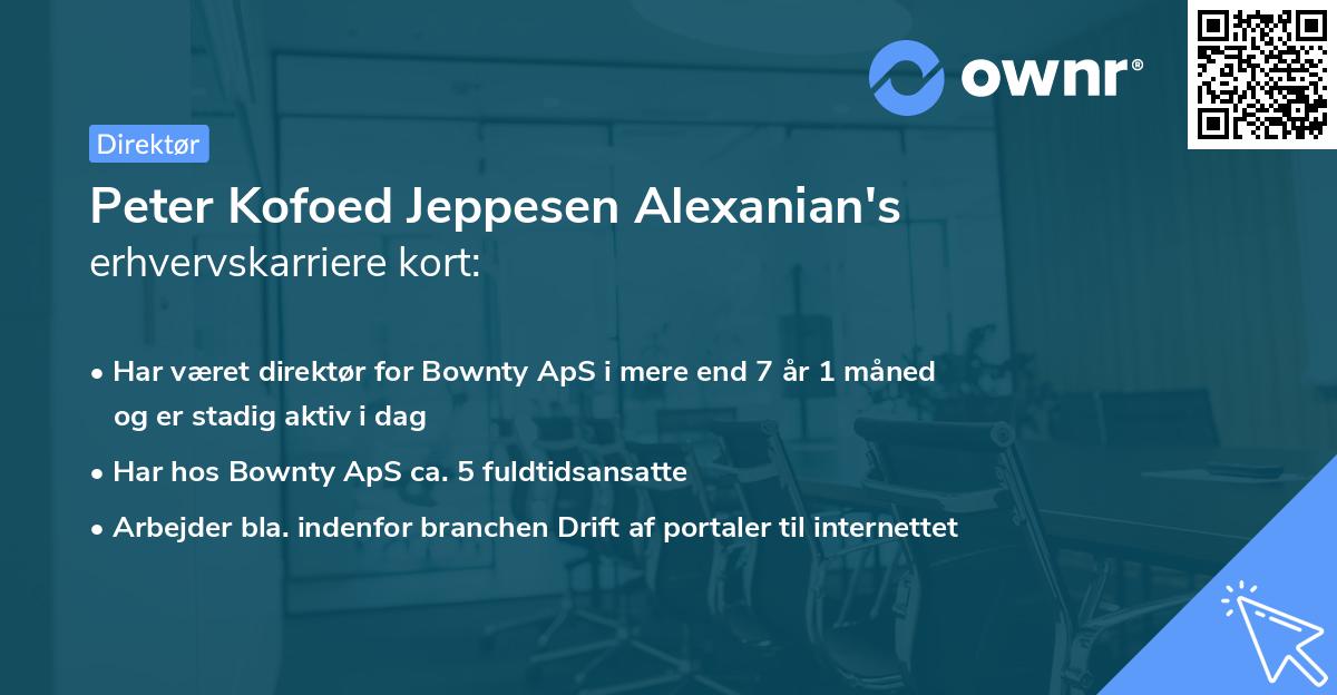Peter Kofoed Jeppesen Alexanian's erhvervskarriere kort