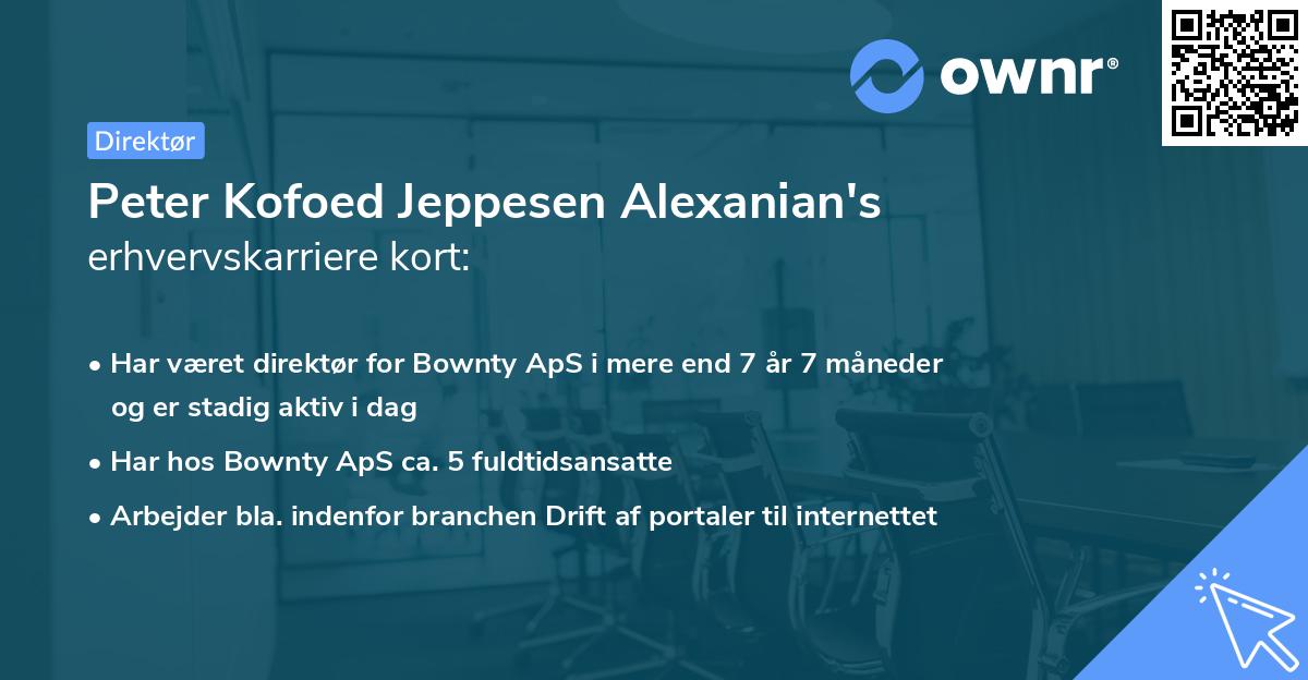 Peter Kofoed Jeppesen Alexanian's erhvervskarriere kort