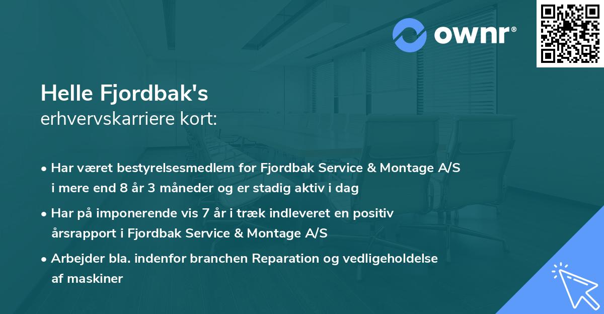 Helle Fjordbak's erhvervskarriere kort