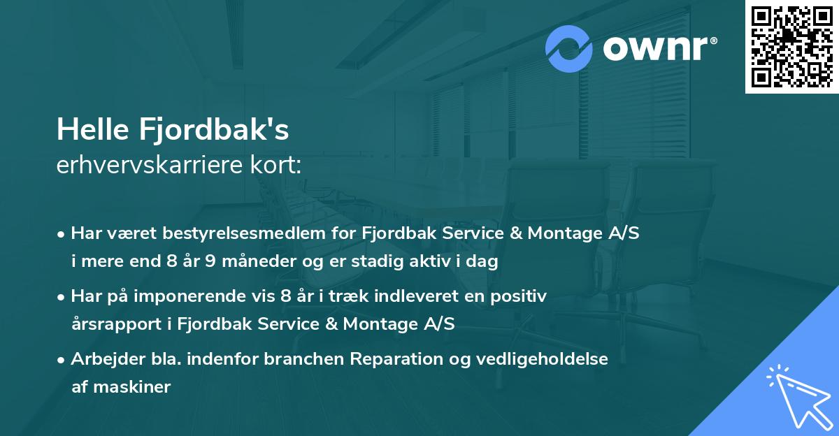 Helle Fjordbak's erhvervskarriere kort