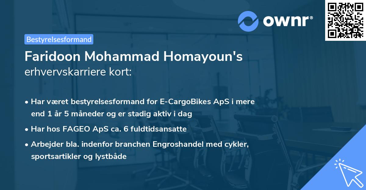 Faridoon Mohammad Homayoun's erhvervskarriere kort