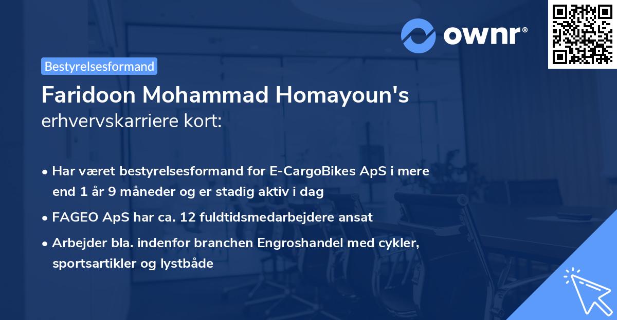 Faridoon Mohammad Homayoun's erhvervskarriere kort