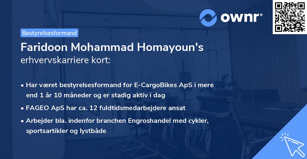 Faridoon Mohammad Homayoun's erhvervskarriere kort