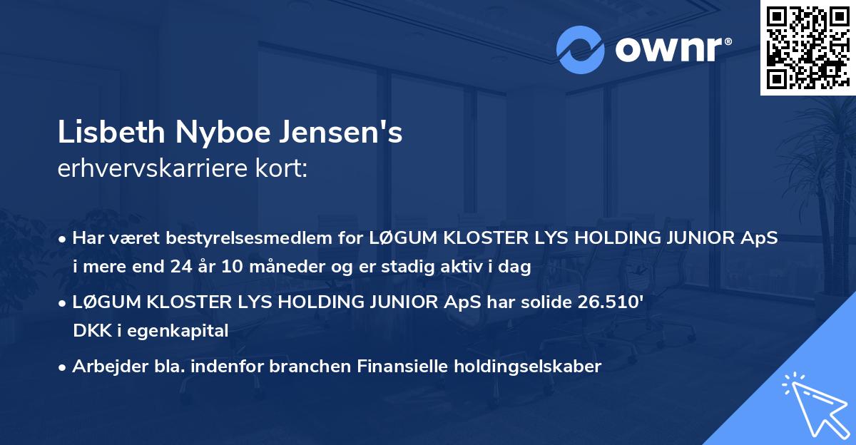Lisbeth Nyboe Jensen's erhvervskarriere kort