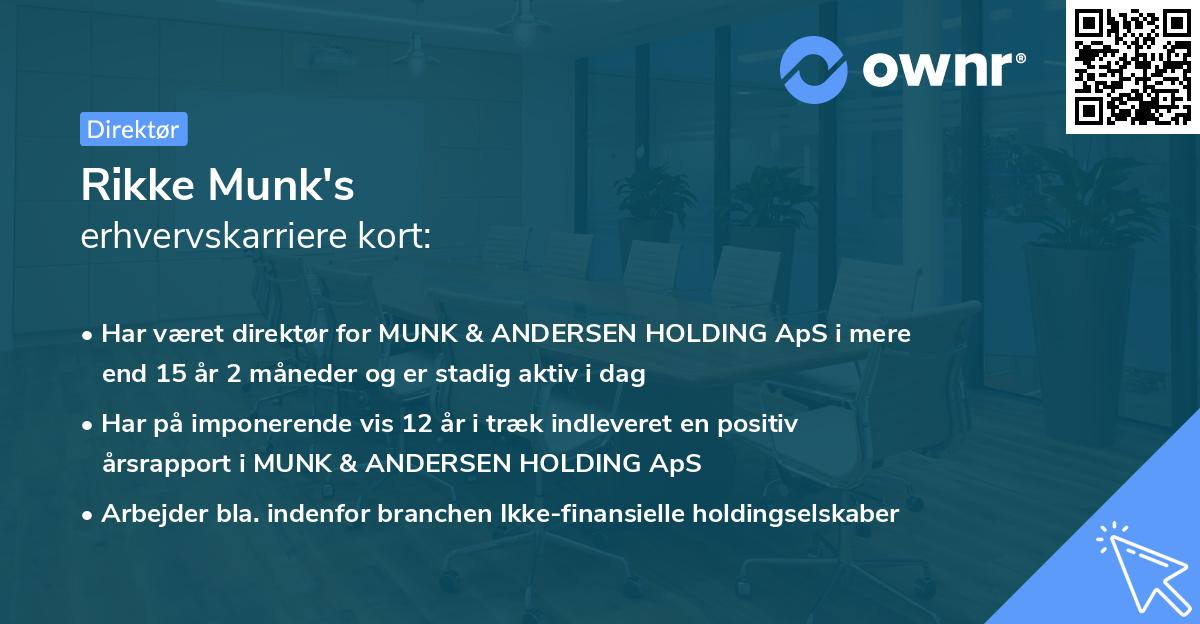Rikke Munk's erhvervskarriere kort