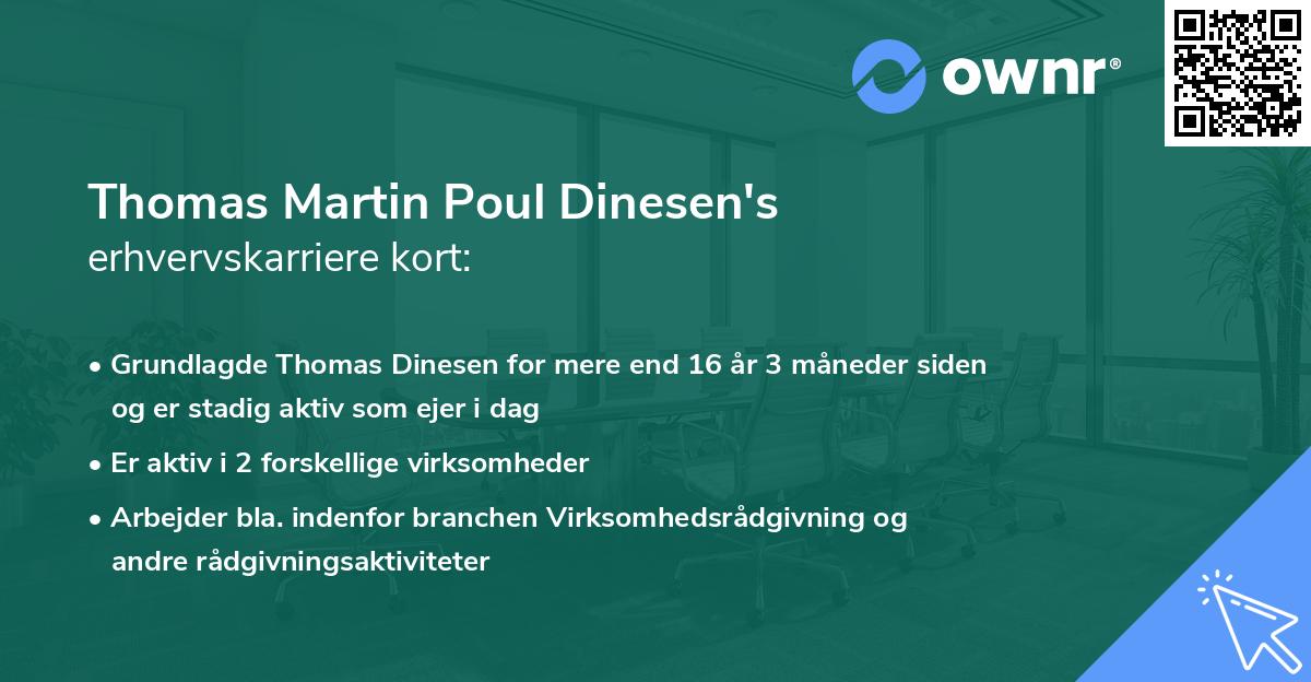 Thomas Martin Poul Dinesen's erhvervskarriere kort