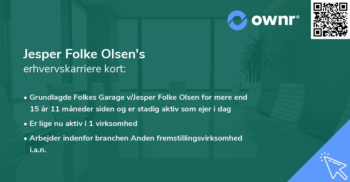 Jesper Folke Olsen's erhvervskarriere kort