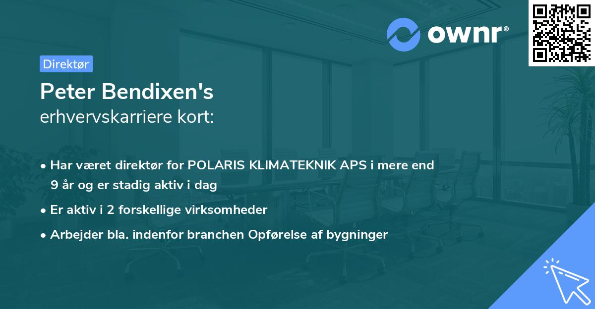 Peter Bendixen's erhvervskarriere kort