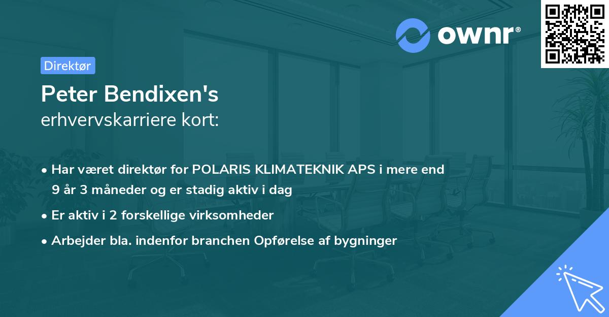 Peter Bendixen's erhvervskarriere kort