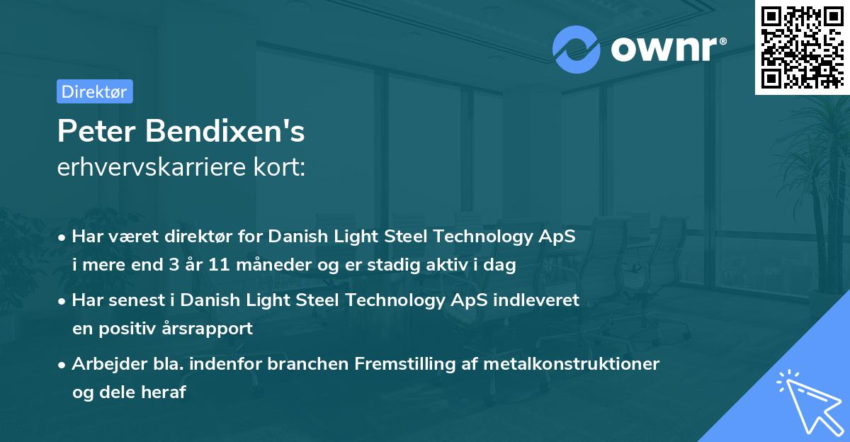 Peter Bendixen's erhvervskarriere kort