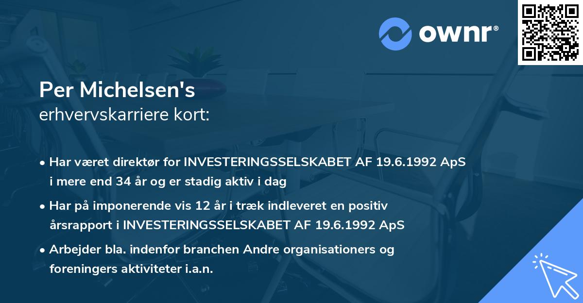 Per Michelsen's erhvervskarriere kort