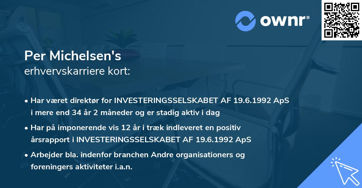 Per Michelsen's erhvervskarriere kort