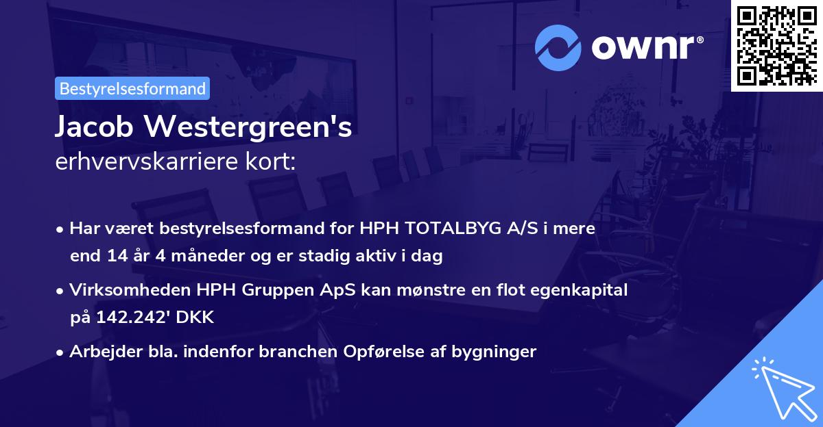 Jacob Westergreen's erhvervskarriere kort