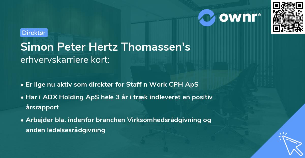 Simon Peter Hertz Thomassen's erhvervskarriere kort