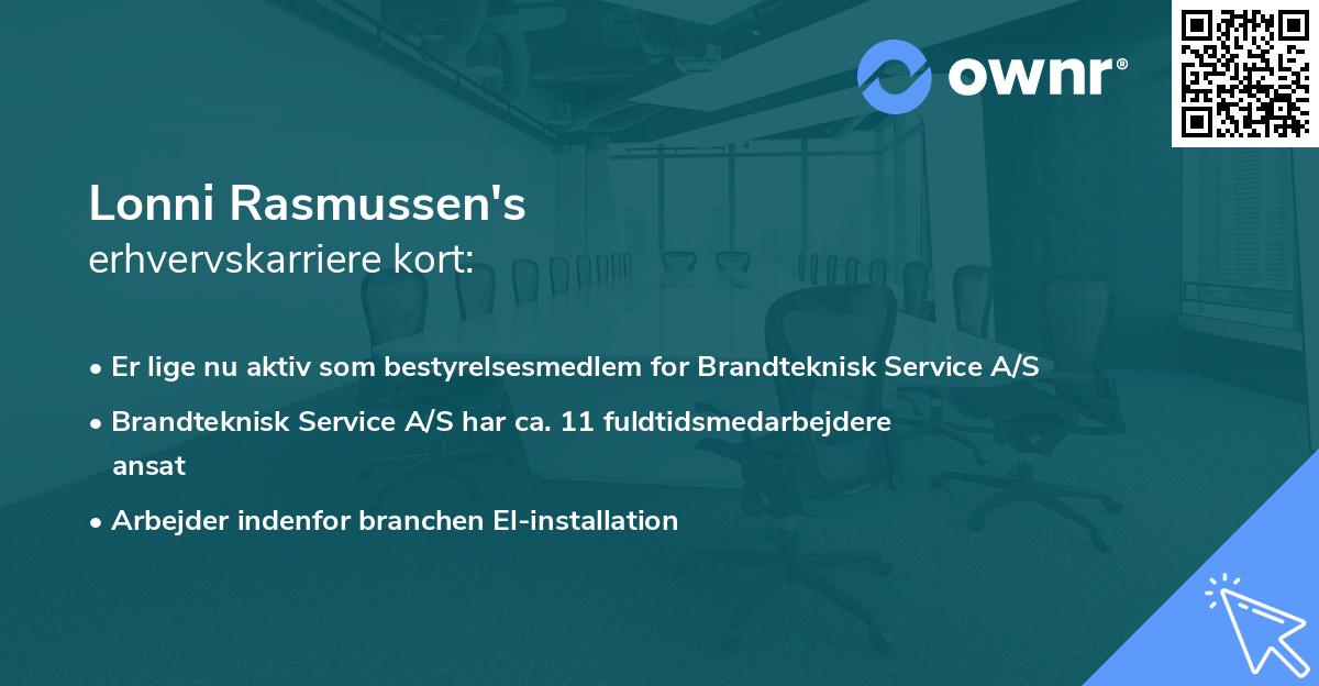 Lonni Rasmussen's erhvervskarriere kort