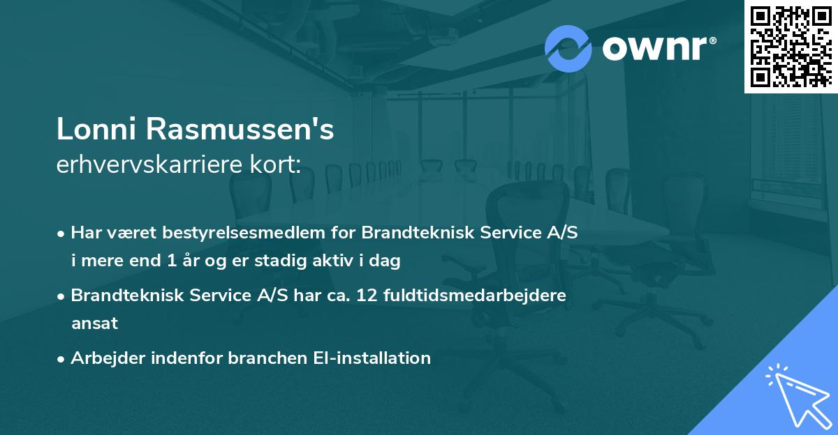Lonni Rasmussen's erhvervskarriere kort