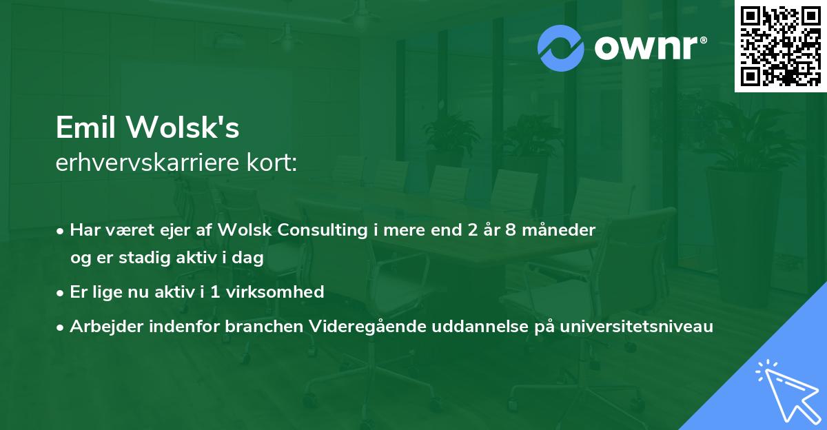 Emil Wolsk's erhvervskarriere kort