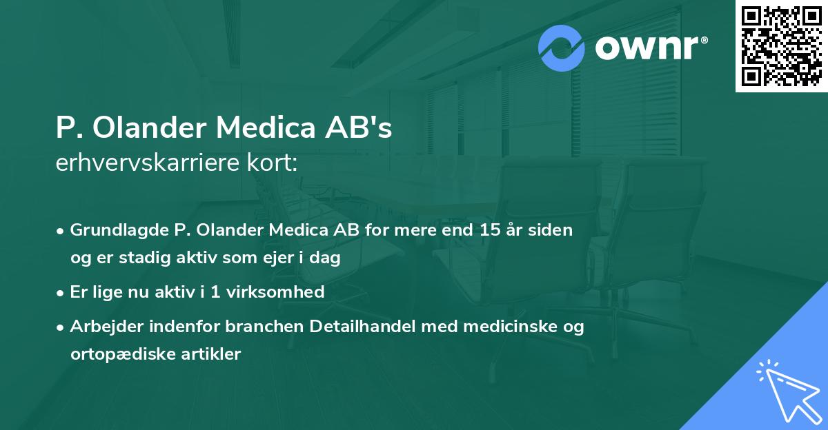 P. Olander Medica AB's erhvervskarriere kort