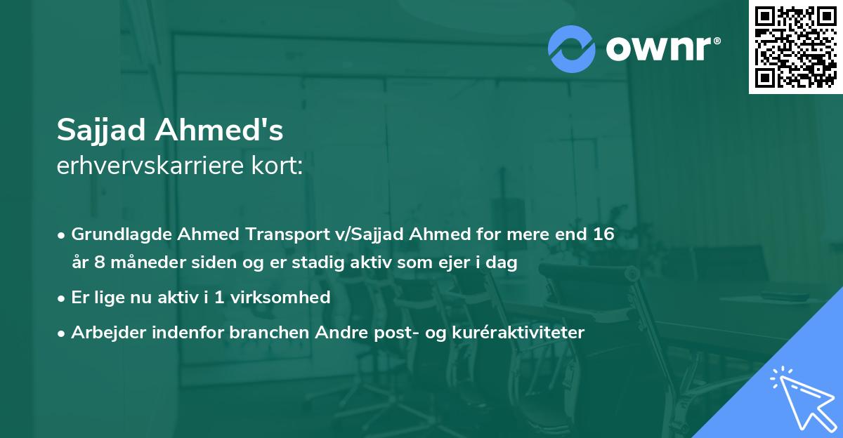 Sajjad Ahmed's erhvervskarriere kort
