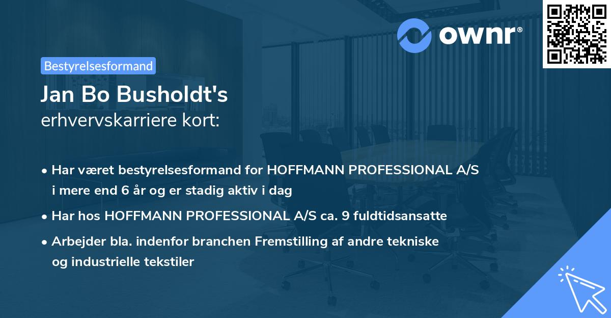 Jan Bo Busholdt's erhvervskarriere kort