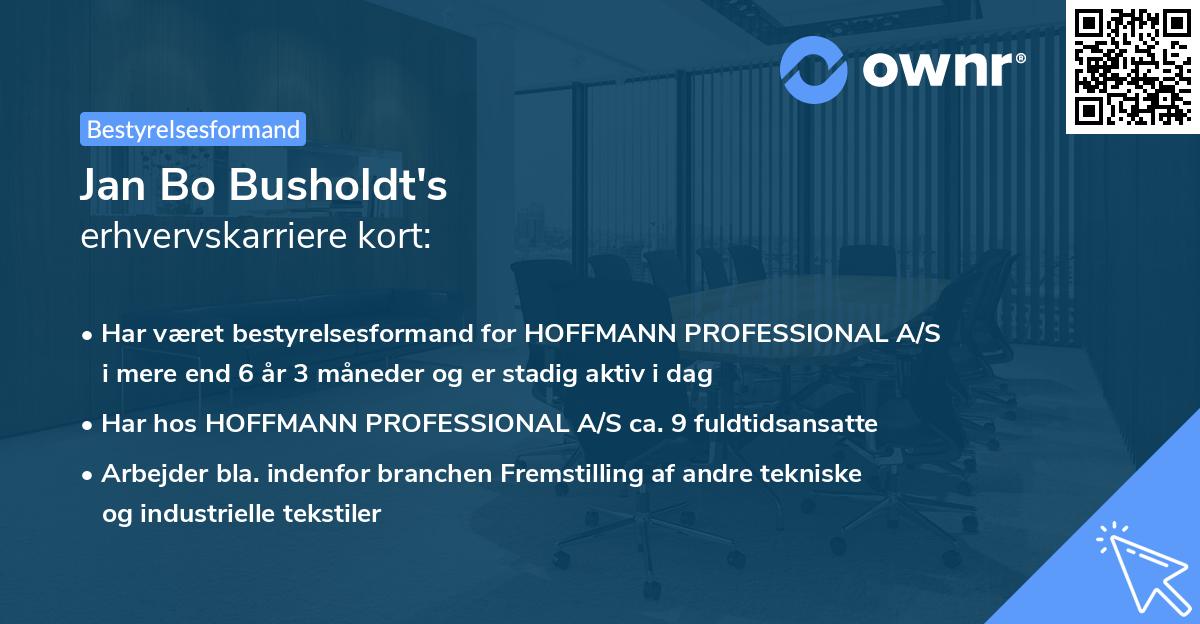 Jan Bo Busholdt's erhvervskarriere kort