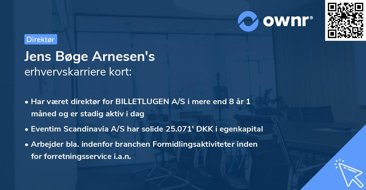 Jens Bøge Arnesen's erhvervskarriere kort