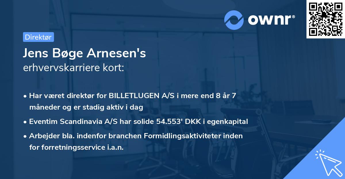 Jens Bøge Arnesen's erhvervskarriere kort