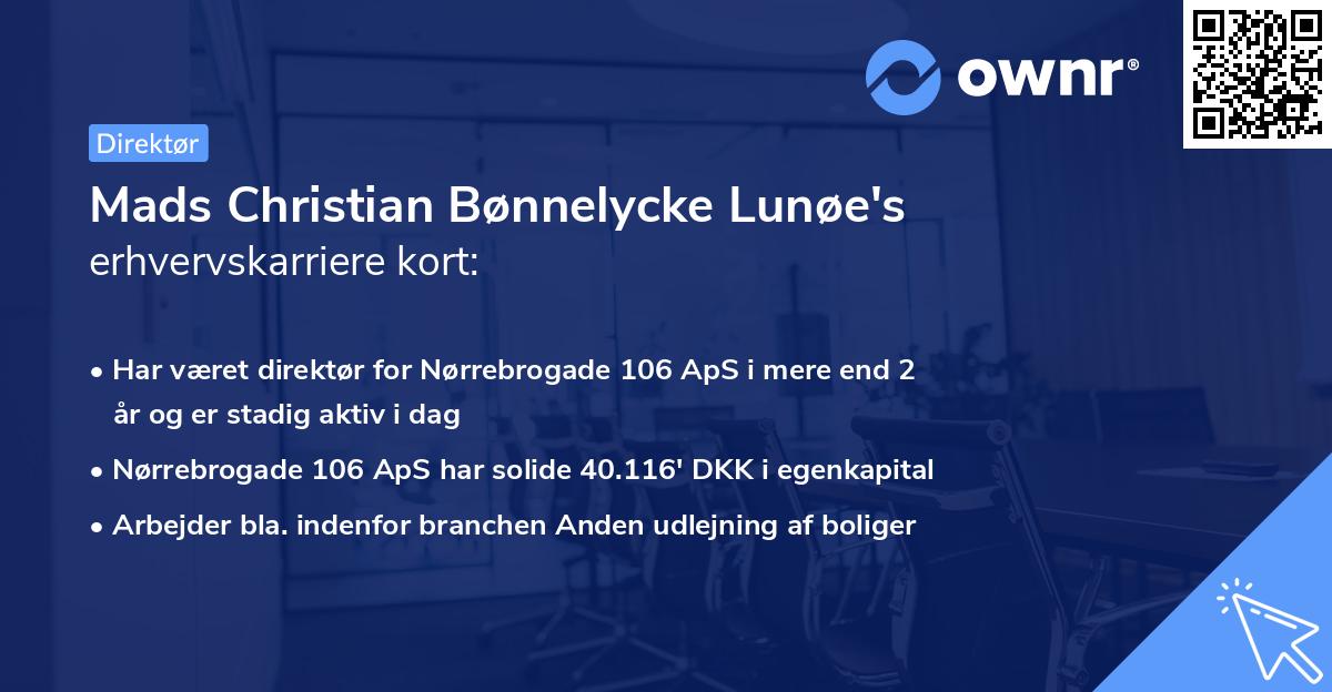 Mads Christian Bønnelycke Lunøe's erhvervskarriere kort